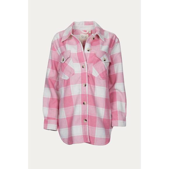 RD STYLE Tops - NEW RD STYLE oversized checked shirt jacket in barbie pink